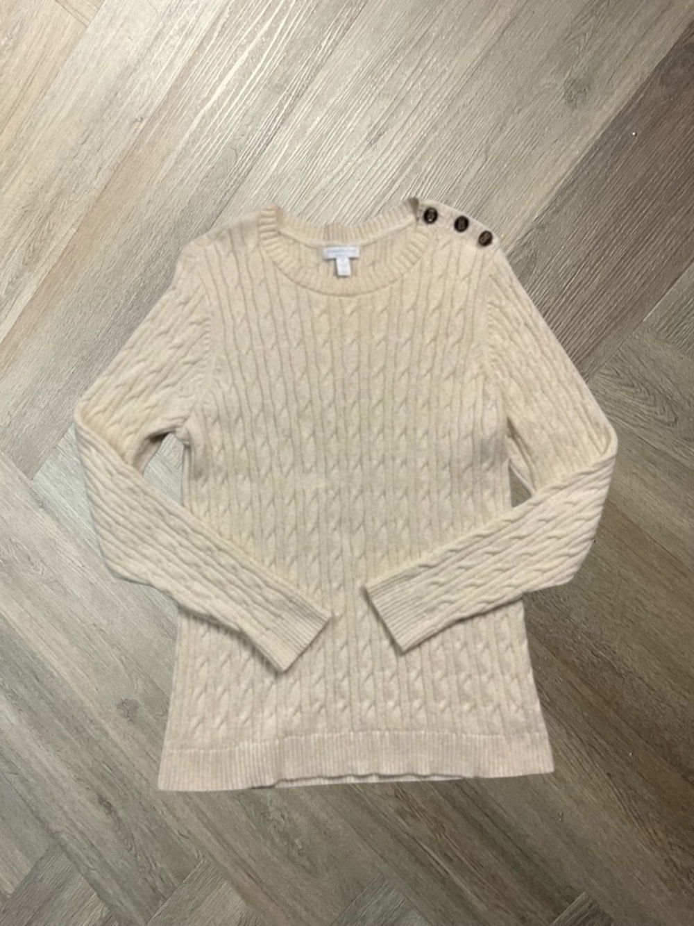 Charter Club Cable Knit Sweater Womans 0X Cream Gold Sparkle Classic Holiday